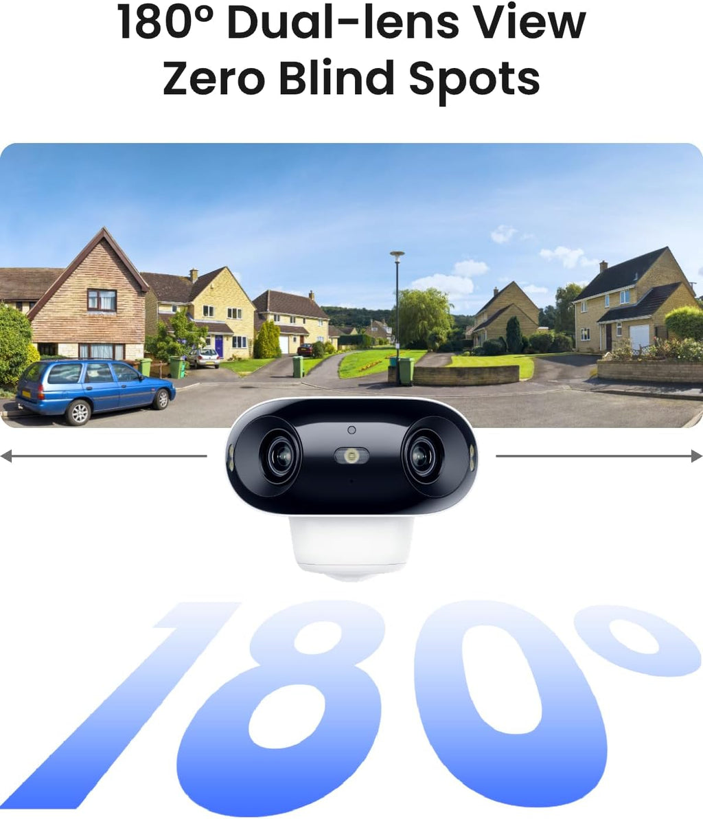 REOLINK Argus 4 Pro 4K Solar Camera Outdoor Wireless, 180° Dual-Lens 8MP Camera for Home Security, ColorX Night Vision, Smart People/Vehicle/Animal Detection, No Subscription, Local Storage