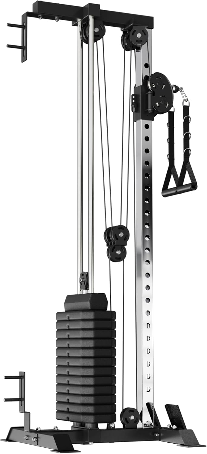 Mikolo Wall Mount Cable Station, Cable Crossover Machine with Dual Pulley System and 18 Adjustable Positions for Home Gym Fitness Equipment