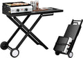 ROVSUN 2 Burner Foldable Propane Griddle with Wheels & Enameled Tray, 20000 BTU Portable Flat Top Gas Grill with Electronic Ignition & Regulator for Outdoor Cooking Camping BBQ Tailgating Picnicking