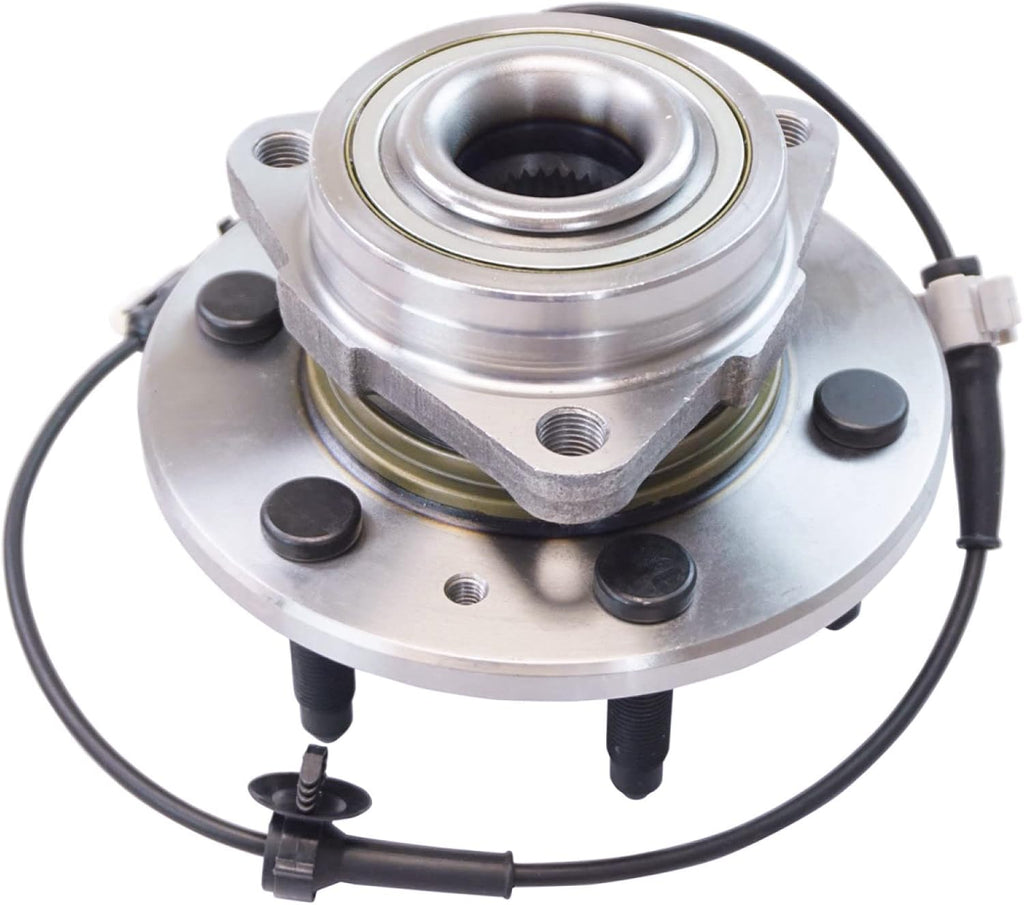 TRQ 2 Piece Front Wheel Bearing & Hub Assembly Set Compatible 15-20 Cadillac Escalade 4WD; 15-20 Cadillac Escalade ESV 4WD; 13-19 Cadillac XTS 6 Lug Wheels; 14-18 Chevrolet Silverado 1500 4WD