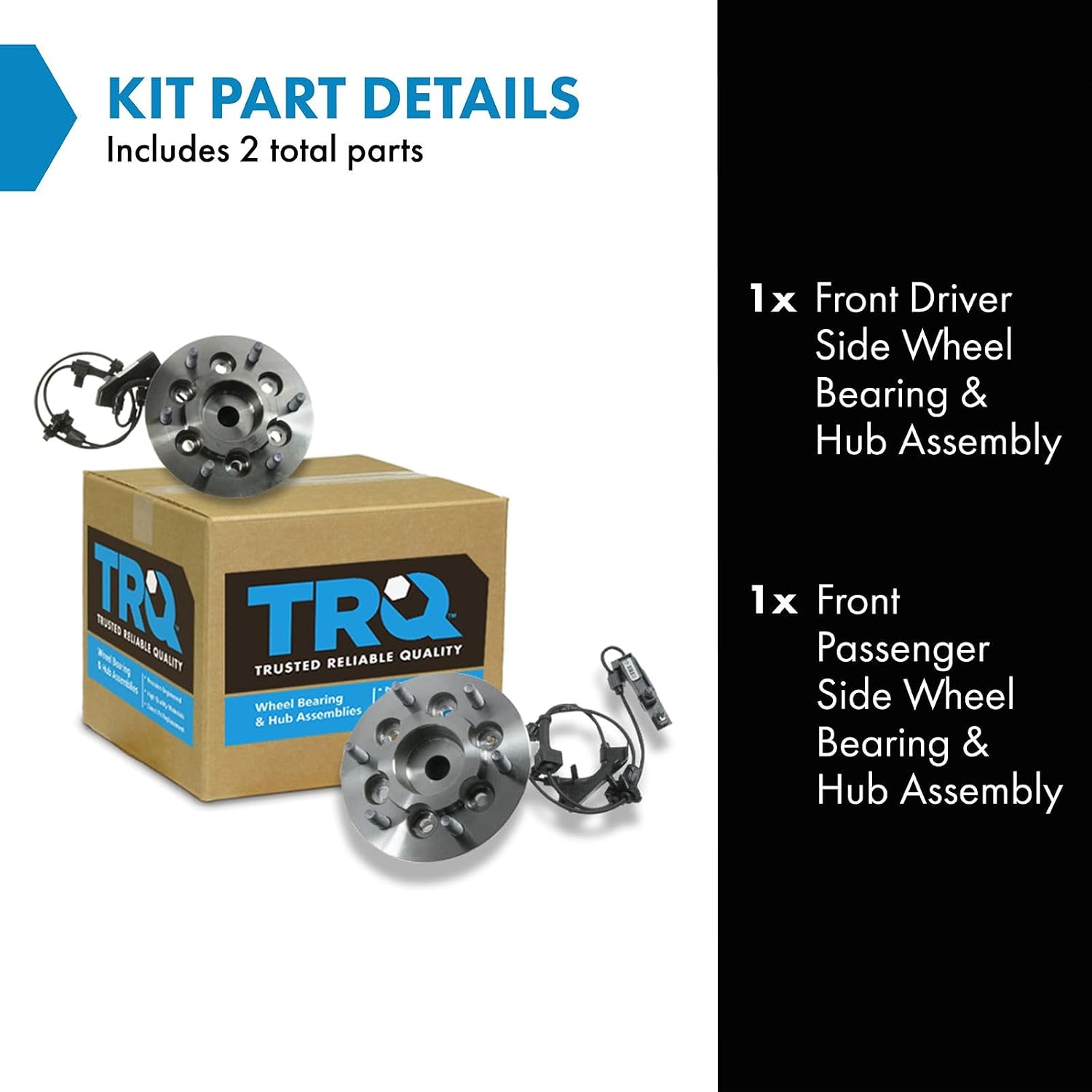 TRQ 2 Piece Front Wheel Bearing & Hub Assembly Set Compatible with 2004-2008 Chevrolet Colorado GMC Canyon