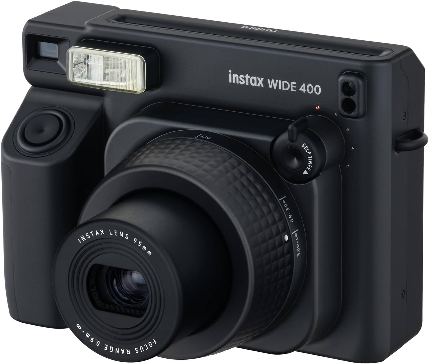 FUJIFILM INSTAX Wide 400 Instant Camera | Jet Black Bundled with INSTAX Wide Instant Film | 20 Exposures + Wide Album & Colored Frames + Cleaning Cloth (4 Items)
