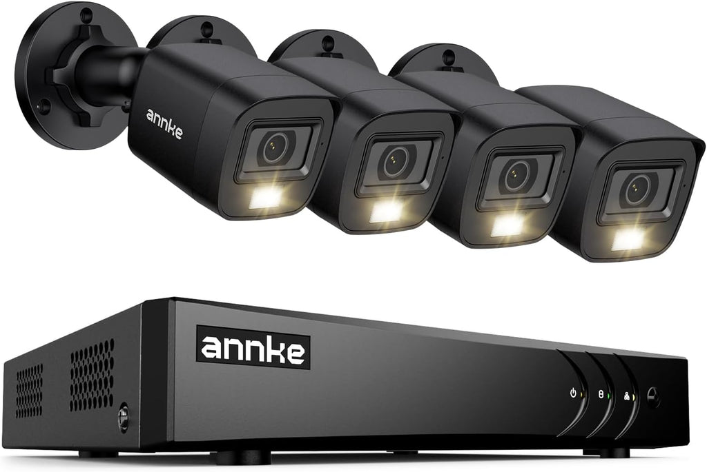 ANNKE 8CH 3K Lite Wired Security Camera System, H.265 Pro+ DVR with AI Human/Vehicle Detection, 4 x 2MP Wired CCTV Camera, Smart Color Night Vision, Easy Remote Access, IP67(NO HDD)