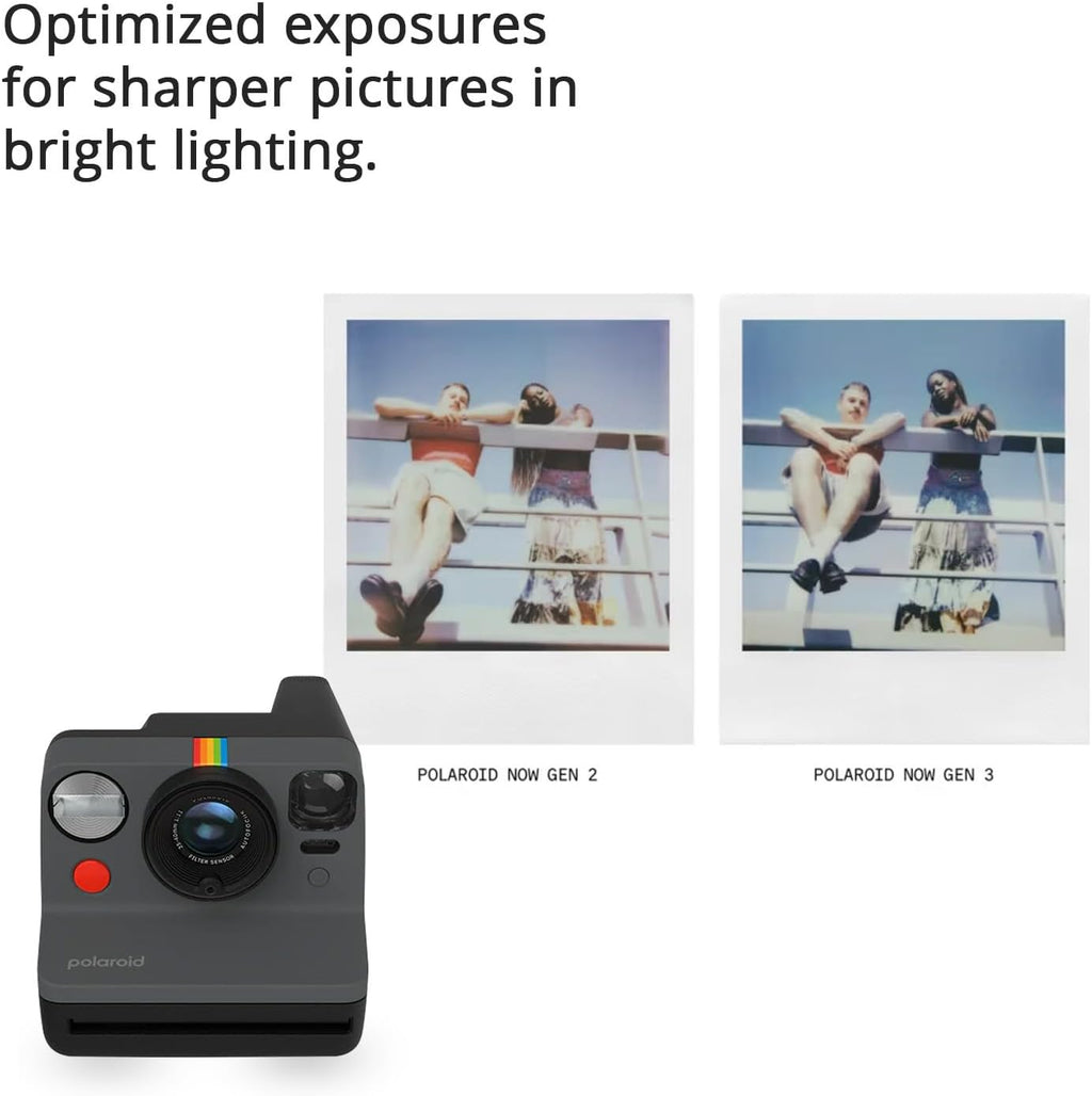 Polaroid Now Generation 3 Instant Camera with Built-in Tripod Mount and Two-Lens Autofocus System (Black) Bundle with Film Kit and Originals Color Instant Film (3 Items)