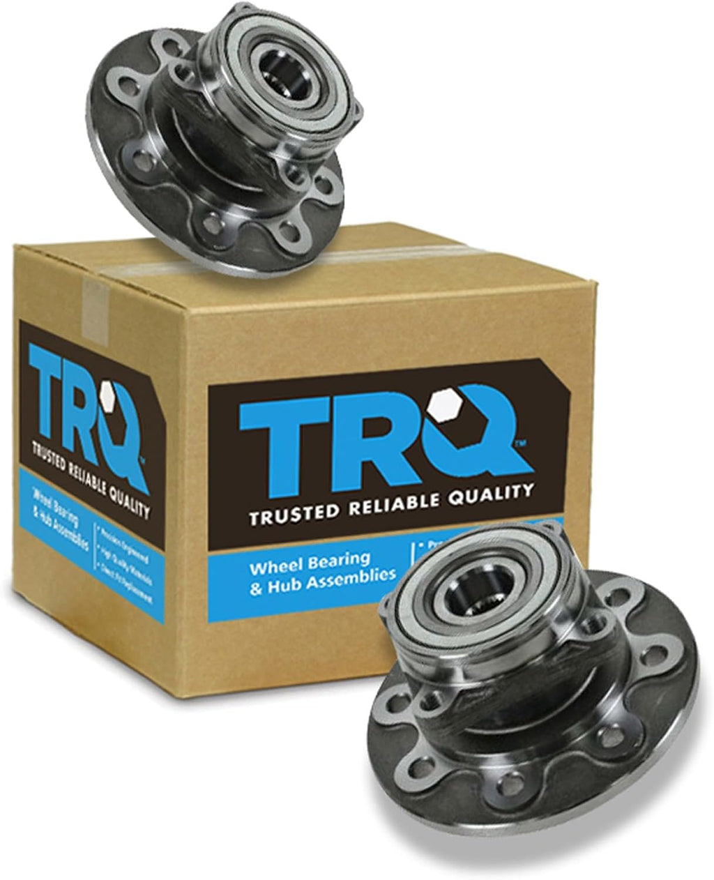 TRQ Front Driver and Passenger Side Wheel Bearing and Hub Assembly Set 2 Piece Compatible with 1994-1999 Dodge Ram 2500 4WD with 2 Wheel ABS Brakes 4 Bolt Flange