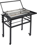 Charcoal Flip Grill, 360° Rotating Barbecue Grill, Portable Charcoal Grill with Wheels, Adjustable Frame Tabletop BBQ Grill for Outdoor Picnics, Camping