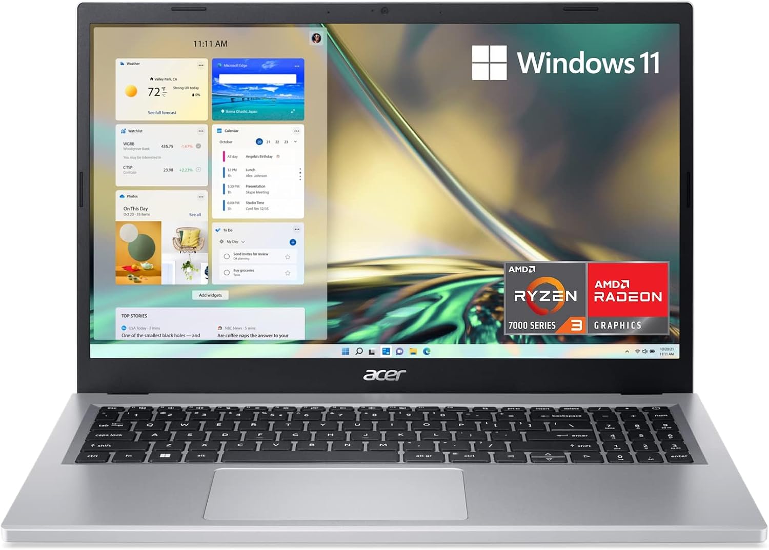 acer Aspire 3 A315-24P-R7VH Slim Laptop | 15.6' Full HD | AMD Ryzen 3 7320U Quad-Core | AMD Radeon Graphics | 8GB LPDDR5 | 128GB NVMe SSD | Wi-Fi 6 | Windows 11 Home