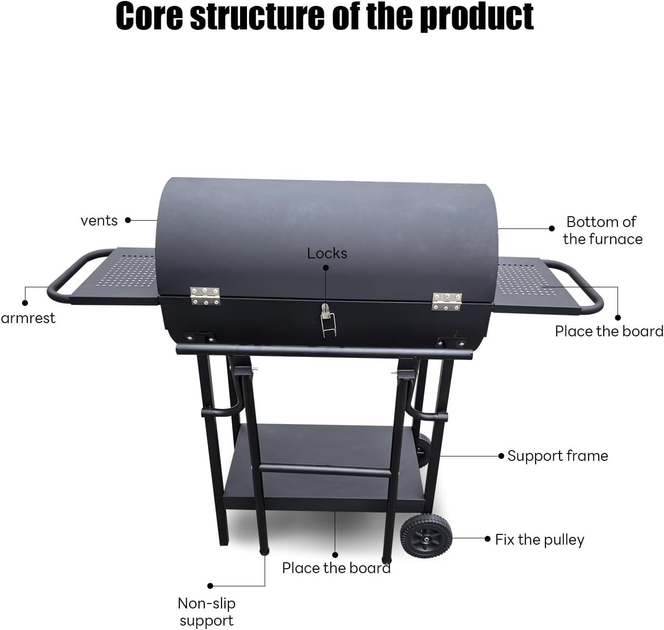 Barrel grill charcoal - Barrel charcoal grills with side shelf, Large Sturdy BBQ Charcoal Grill suitable for outdoor camping,backyards, and patios (Extra Large)