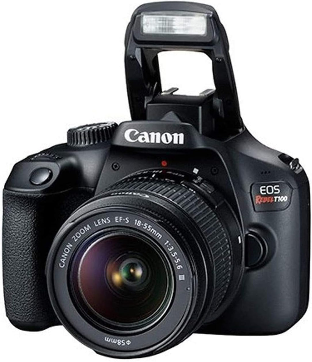 EOS Rebel T100 (EOS 4000D) DSLR Camera w/ 18-55mm DC III Zoom Lens with Pixibytes Deluxe Bundle (Renewed)