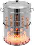 Portable Charcoal Grills, Stainless Steel 50 Skewer BBQ Drumstick Holder, 16' x 26' Cylinder, Freestanding Outdoor Barbecue Smoker, Oil Separation Design, for Camping, Parties, Patio