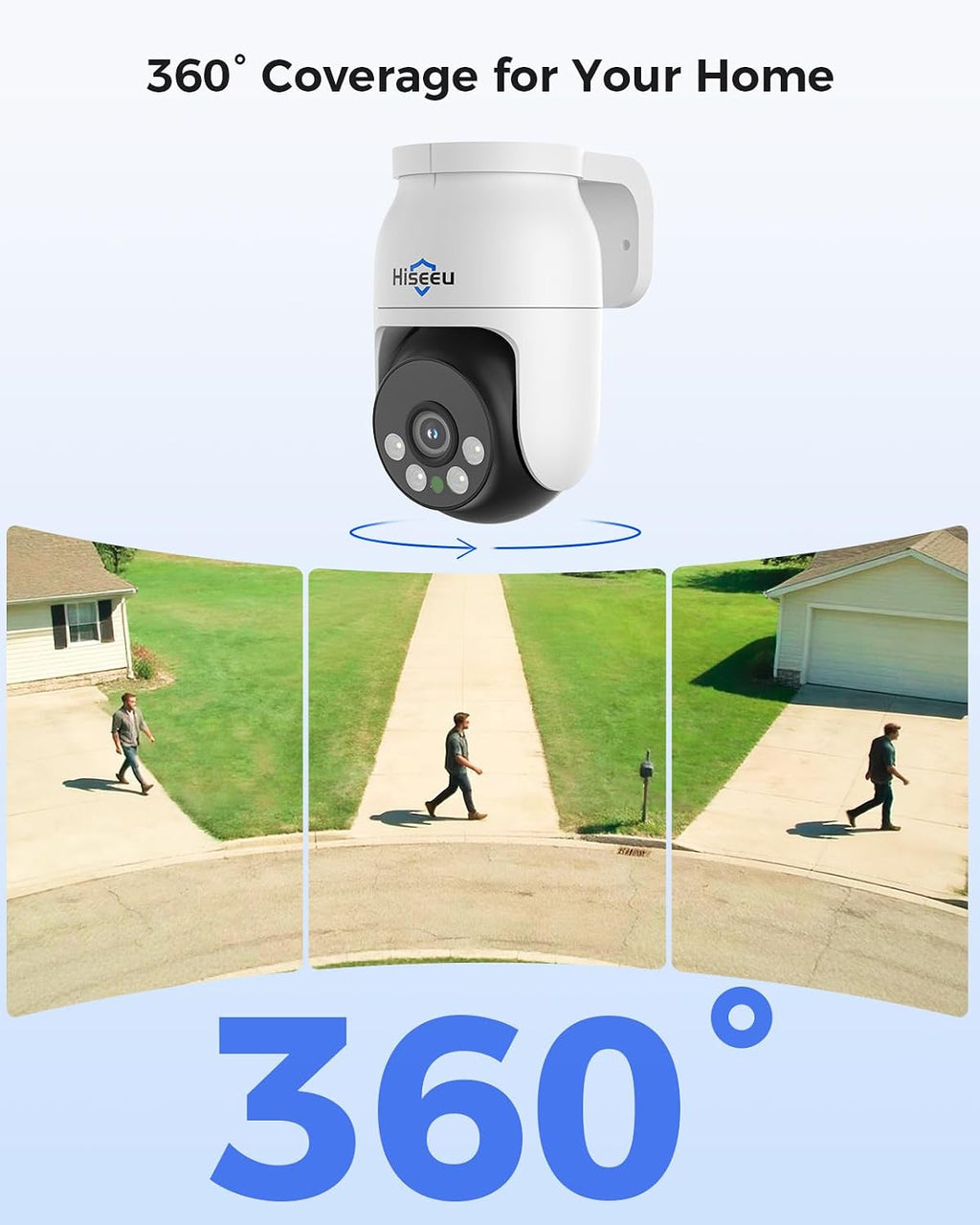 Hiseeu 4K PTZ Wired Security Camera System with 8 x 8MP IP67 CCTV Cameras,8MP DVR,360° Coverage,Smart Color Night Vision,Audio,Person/Vehicle Detection,2TB HDD for 24/7 Recording,Surveillance DVR Kit