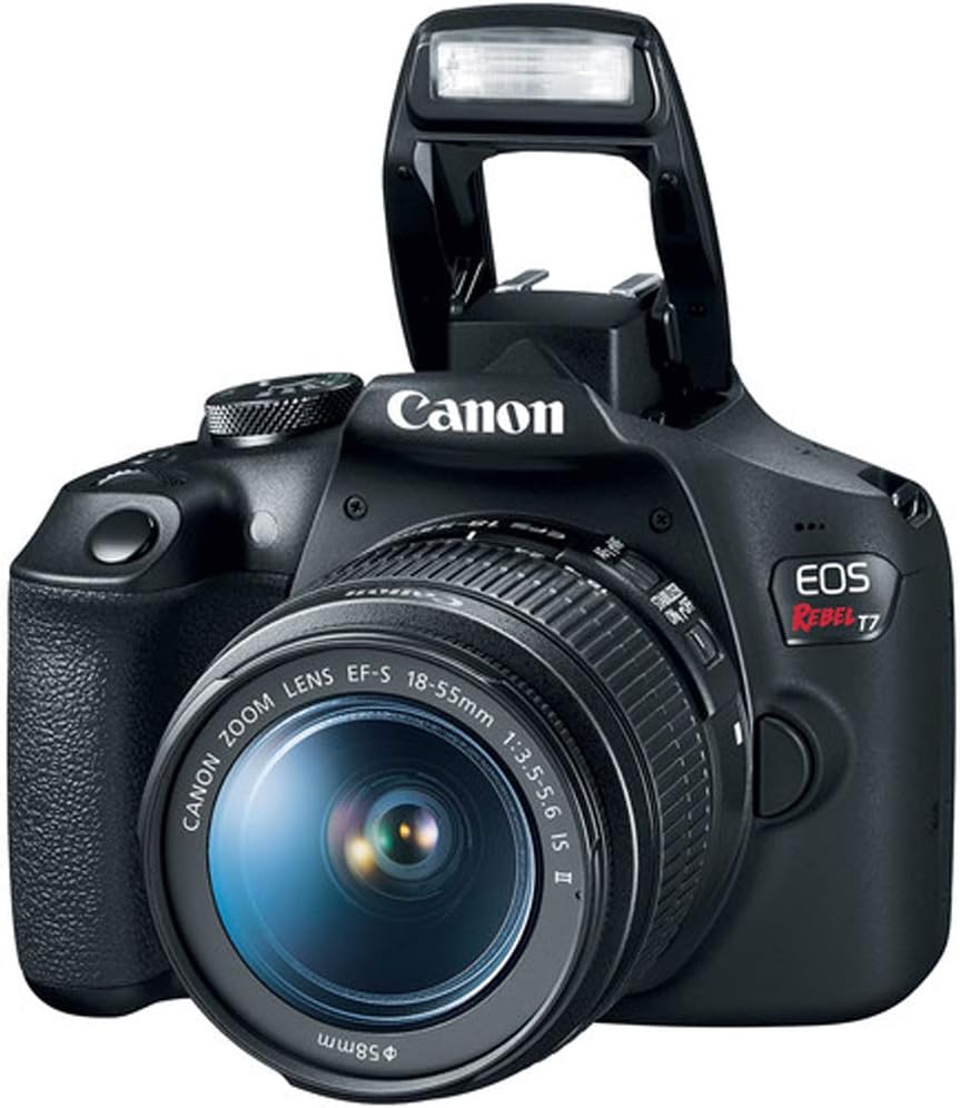 Canon EOS Rebel T7 Digital SLR Camera 18-55mm f/3.5-5.6 is II Kit Bundle with 500mm Preset Telephoto Lens, 32GB Memory Card, Camera Bag, Paintshop Pro and Accessories (13 Items)