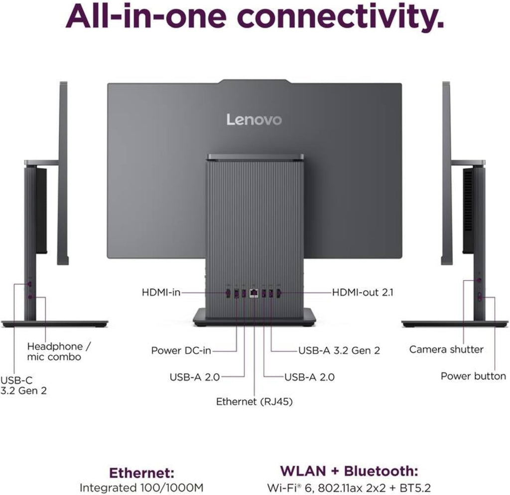 Lenovo IdeaCentre 27' Touchscreen All-in-One Desktop Computer • 6-core AMD Ryzen 5 Processor • 16GB DDR5 • 256GB SSD • Office 365 for The Web • Wireless KB&Mouse • Wireless Charging Base • Win 11