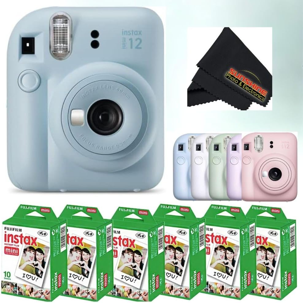 Fujifilm Instax Mini 12 Instant Camera (Camera + 6 x Twin Packs, Pastel Blue)
