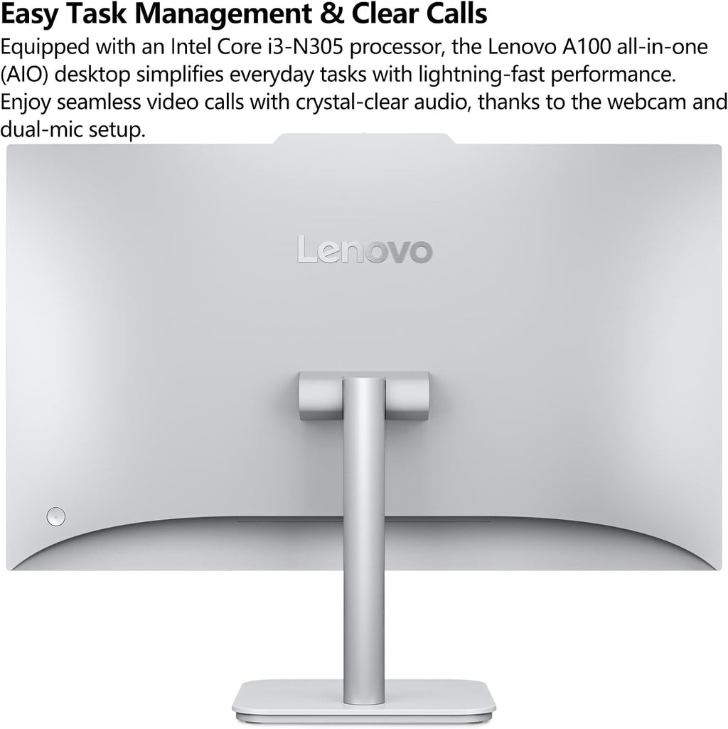 Lenovo 24' IdeaCentre All-in-One Desktop Computer, Intel 8-Core i3-N305, 16GB DDR4, 1TB PCIe SSD, 23.8' FHD IPS Display Home Office PC, WiFi 6, Office 365, Keyboard & Mouse, Windows 11, Cloud Grey