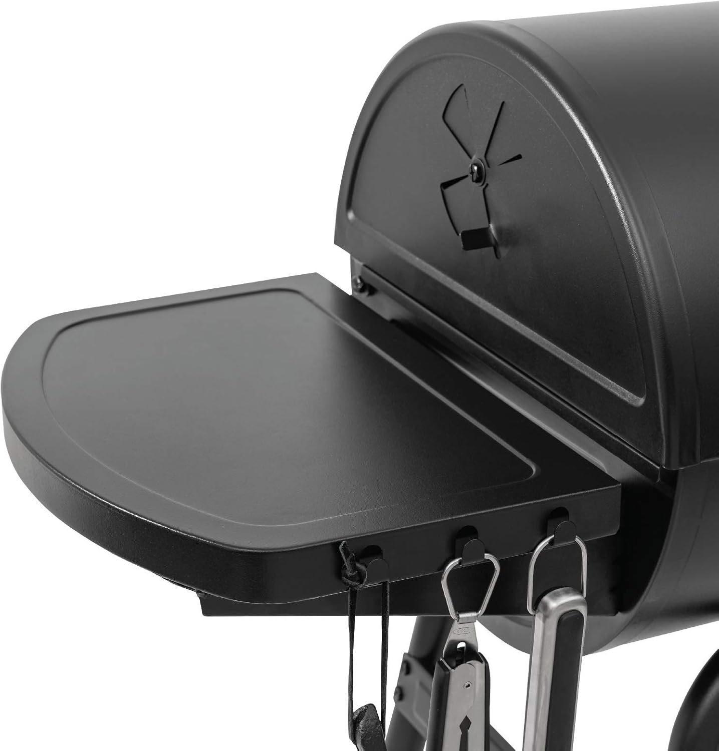 Char-Griller® King-Griller Gambler Charcoal Grill and Smoker with Damper Smoke Control, Cast Iron Grates, and Side Shelf, 315 Cooking Square Inches in Black, Model E1416