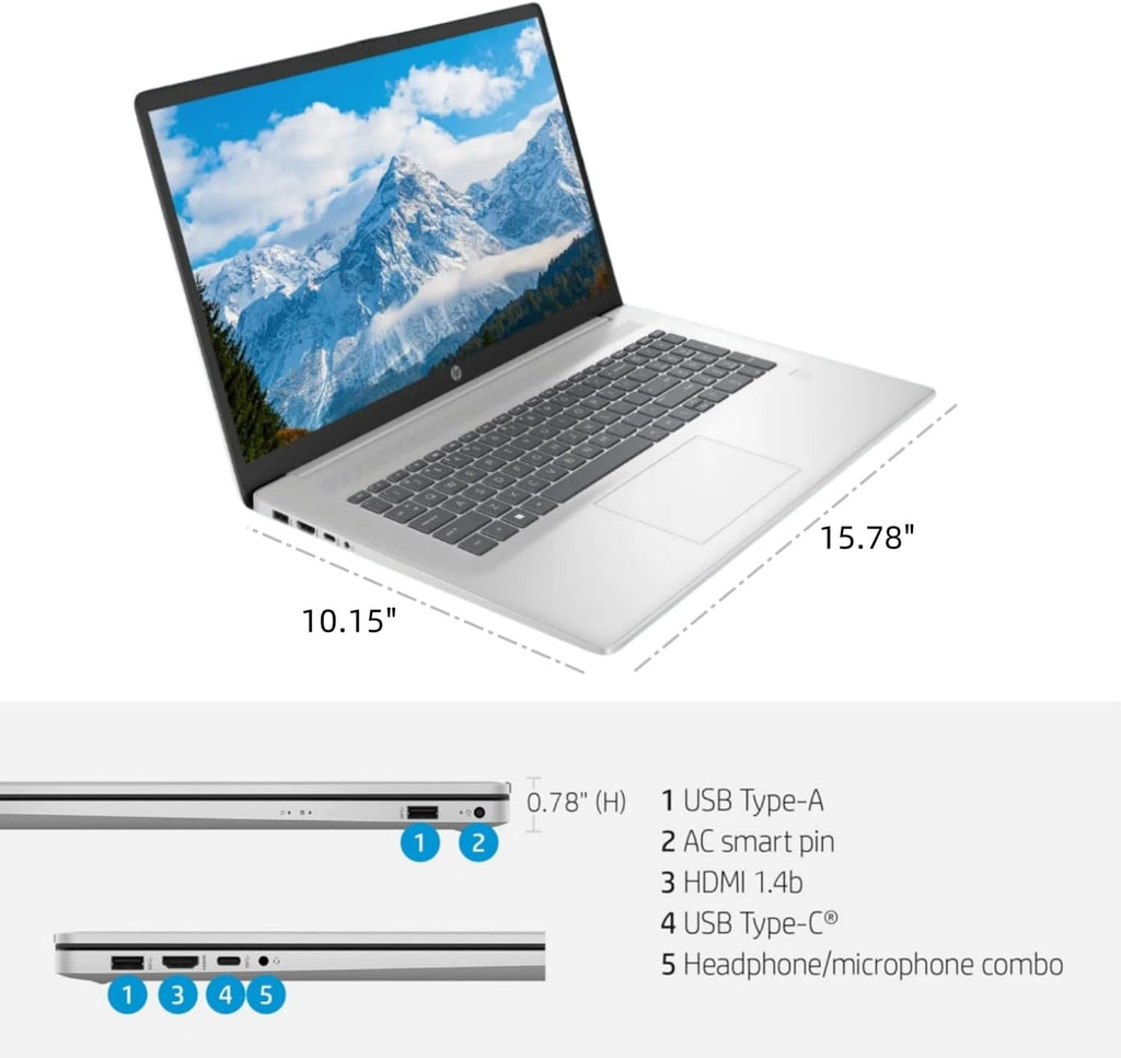 HP 17 inch Business Laptop 2025 New, 17.3' HD+ BrightView 250 nits Display, Backlit Keyboard, Intel 13th Gen i5 (Up to 4.6GHz), 32 GB RAM, 1 TB SSD, BT 5.4, Windows 11 Pro, Accessories