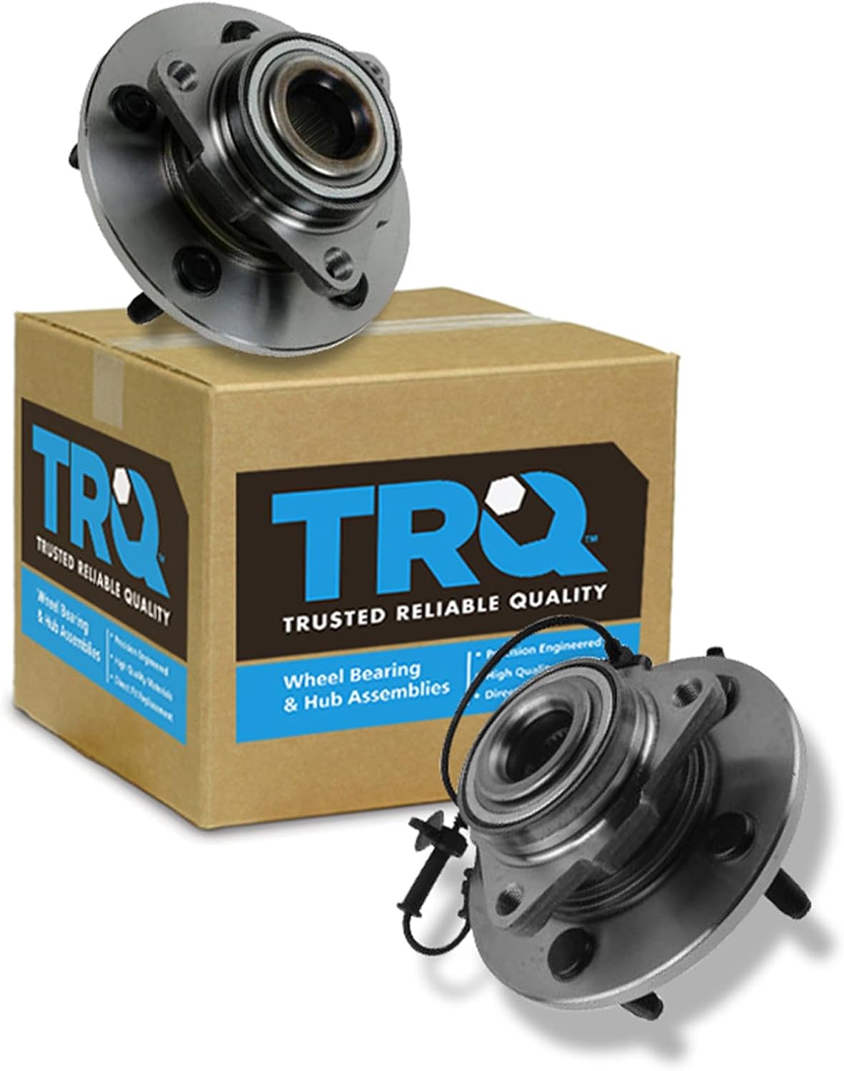 TRQ Front Left and Right Wheel Bearing and Hub Assembly Set 2 Piece Compatible with 2006-2008 Dodge Ram 1500 Truck Driver Side Speed Sensor Rear Wheel ABS Brakes 5 Lug Wheels