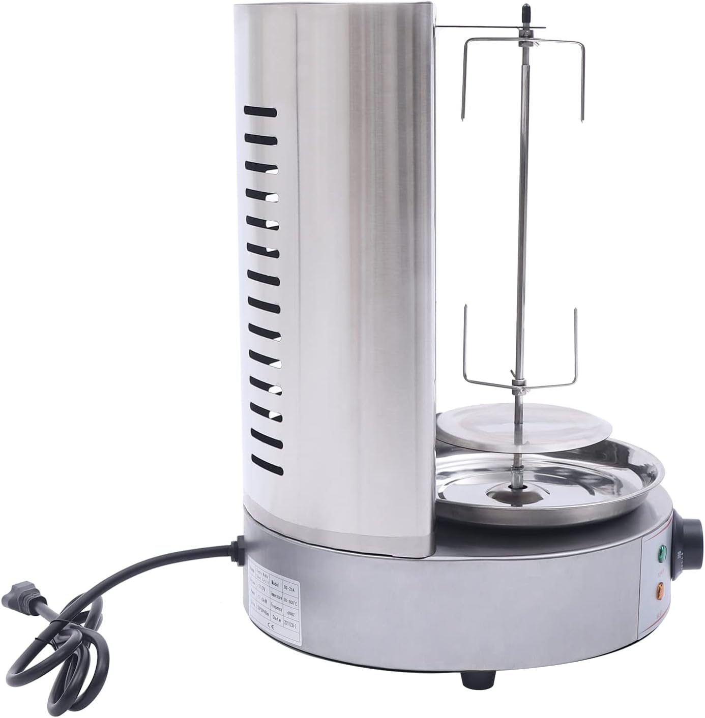 Electric Shawarma Grill Vertical Rotisserie Oven Broiler Gyro Doner Kebab Machine, 1600W Commercial Stainless Steel Kebab Gyro Rotisserie Oven with U-Shaped Heating Tube