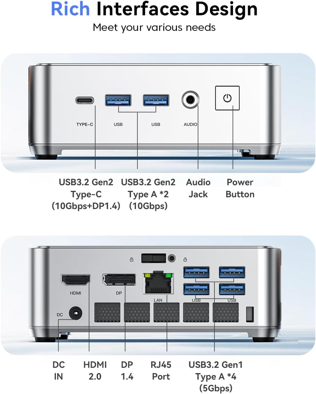 KAMRUI Pinova P2 Mini PC 16GB RAM 512GB SSD, AMD Ryzen 4300U 28W(Beats 10110U/3500U/N95,Up to 3.7GHz) Mini Computers,Triple 4K Display/HDMI+DP+Type-C/WiFi/BT for Home/Business Mini Desktop Computers