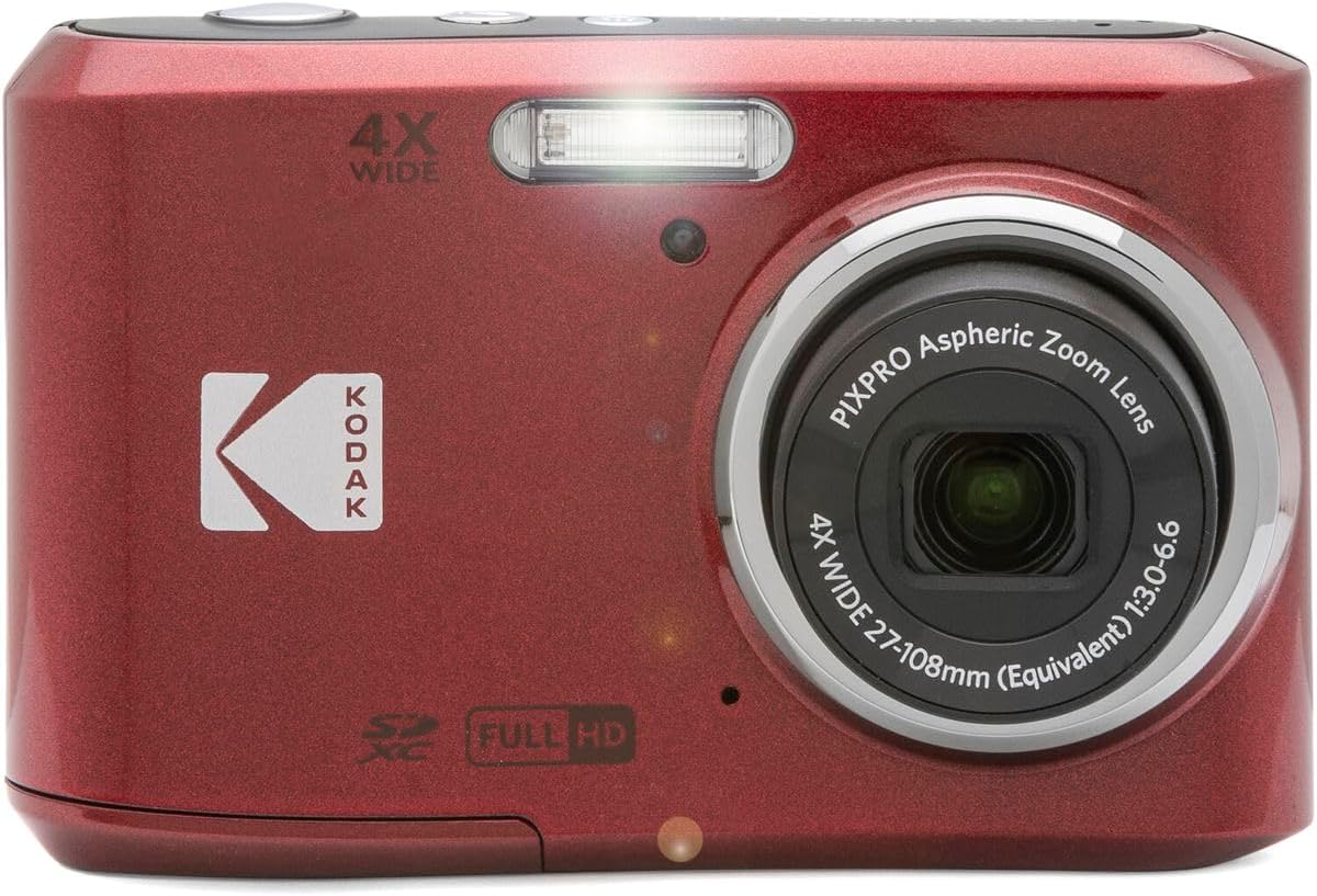 Kodak PIXPRO FZ45 Friendly Zoom 16MP Full HD Digital Camera, Bundle with 32GB Memory Card and Camera Bag, Flexible Tripod, and Card Reader (Red)