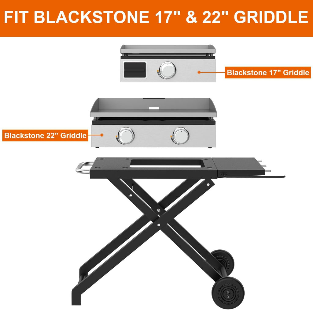 Griddle Stand for Blackstone 22 17 Inch Tabletop Grill, Heavy-Duty Foldable Griddle Table with Wheels, Griddle Trolley Dining Table Cart, Grill Replacement Part for Outdoor Camping BBQ Tailgating