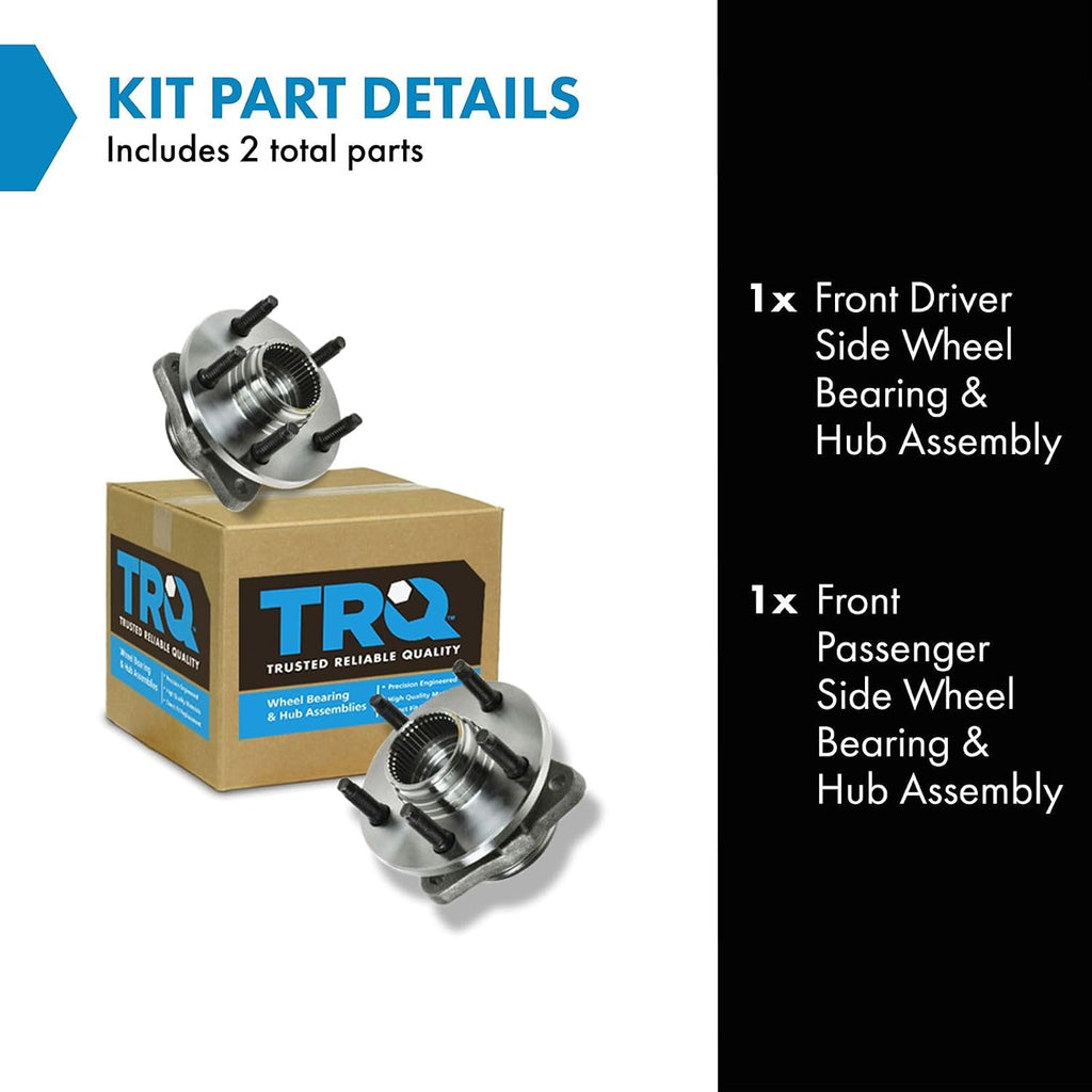 TRQ Front Left and Right Wheel Bearing and Hub Assembly Set 2 Piece Compatible with 98-00 Ford Ranger 4WD with 2 Wheel ABS Brakes 98-00 Mazda B3000 4WD 98-00 B4000 4WD with 2 Wheel ABS Brakes