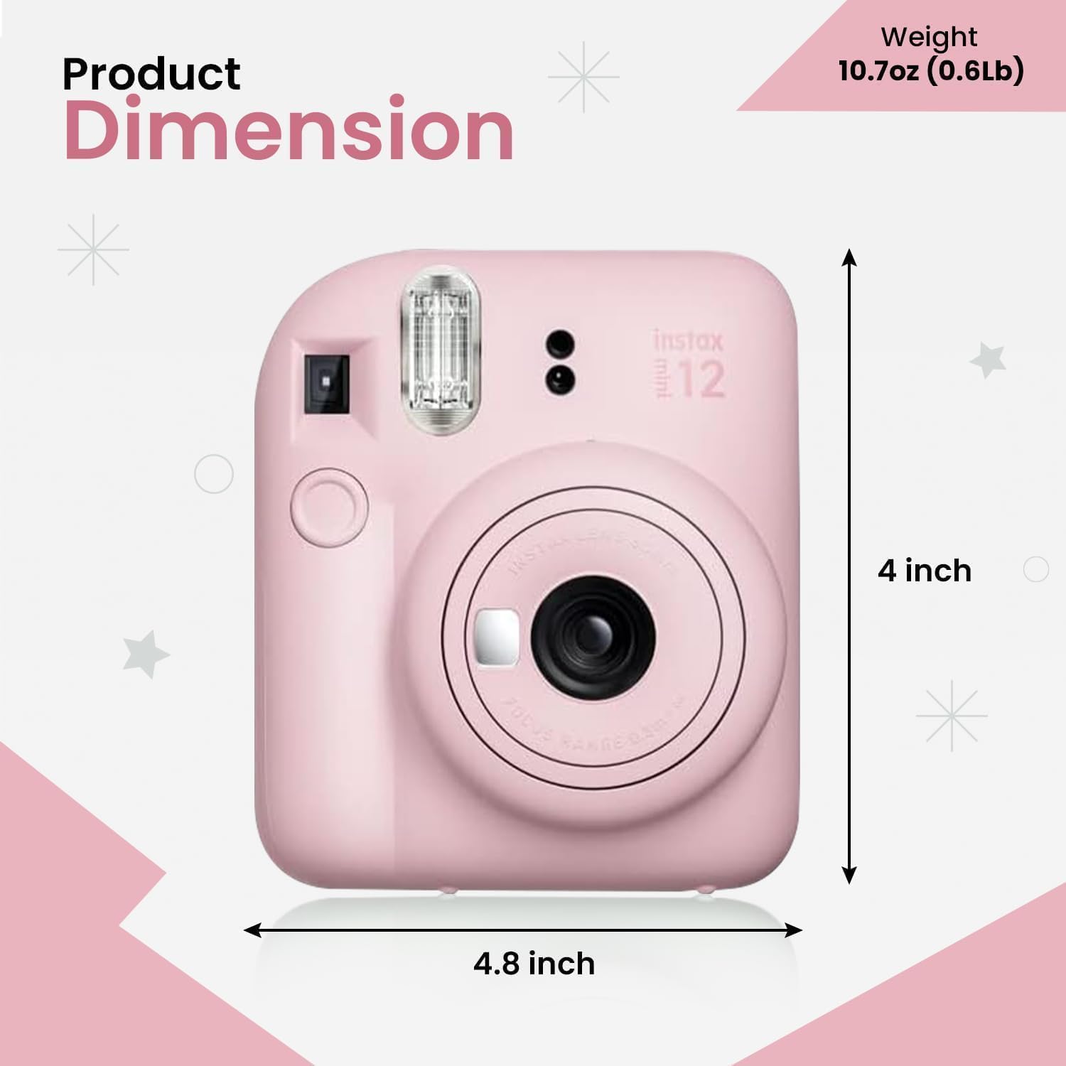 Fujifilm Instant Mini 12 Camera + Accessory Bundle & Compatible Custom Case + Fuji Instant (20 Shots) Designer Mini Photo Album (60 Pockets) (Blossom Pink)