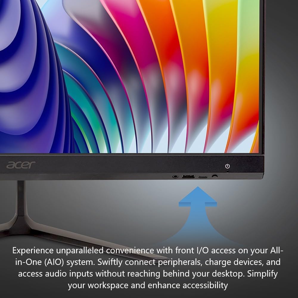Acer Aspire C24 AIO Desktop | 23.8' Full HD IPS 120Hz Display | Intel Core i3-1305U | Intel UHD Graphics | 8GB DDR4 | 512GB PCIe SSD | Wi-Fi 6 | USB Keyboard & Mouse | C24-2YE13U3UNL-UR11