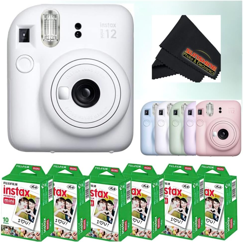 Fujifilm Instax Mini 12 Instant Camera (Camera + 6 x Twin Packs, Clay White)
