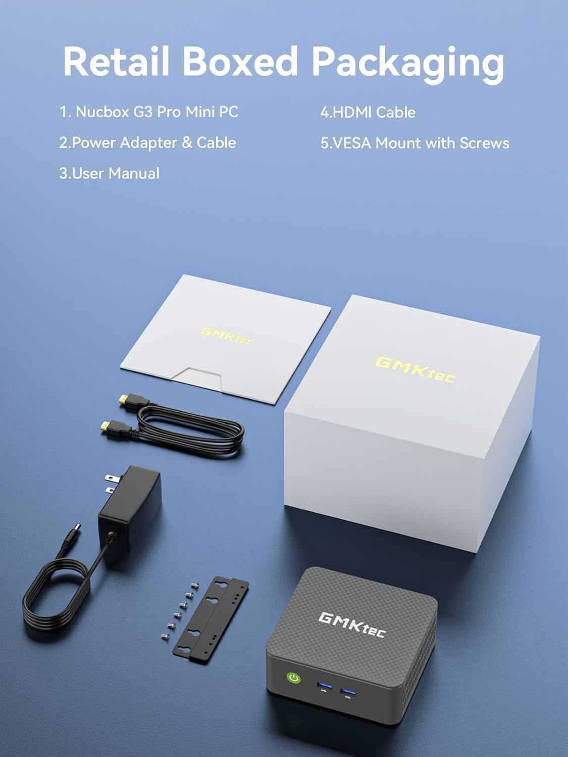 GMKtec Mini PC Intel Core i3-10110U Processor (Beats 4300U/N150) 8GB DDR4 256GB SSD i226-V RJ45 Ethernet Desktop Computer 4K Dual/ 4X USB3.2/ WiFi 6 BT5.2/ Nucbox G3 Pro