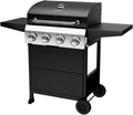ROVSUN 4-Burner Propane Gas BBQ Grill with Foldable Side Tables & Enameled Cast Iron Grates, 40,000 BTU Barbecue Grill with Portable Wheels for Outdoor Patio Backyard Cooking Grilling, Black