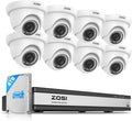 ZOSI H.265+ 16 Channel Security Camera System 1080p,16CH CCTV DVR, 8 x 1080p Indoor Outdoor Dome Camera, Human Vehicle Detect, 80ft Night Vision, 105° View Angle, Remote Control, Alert Push, 4TB HDD