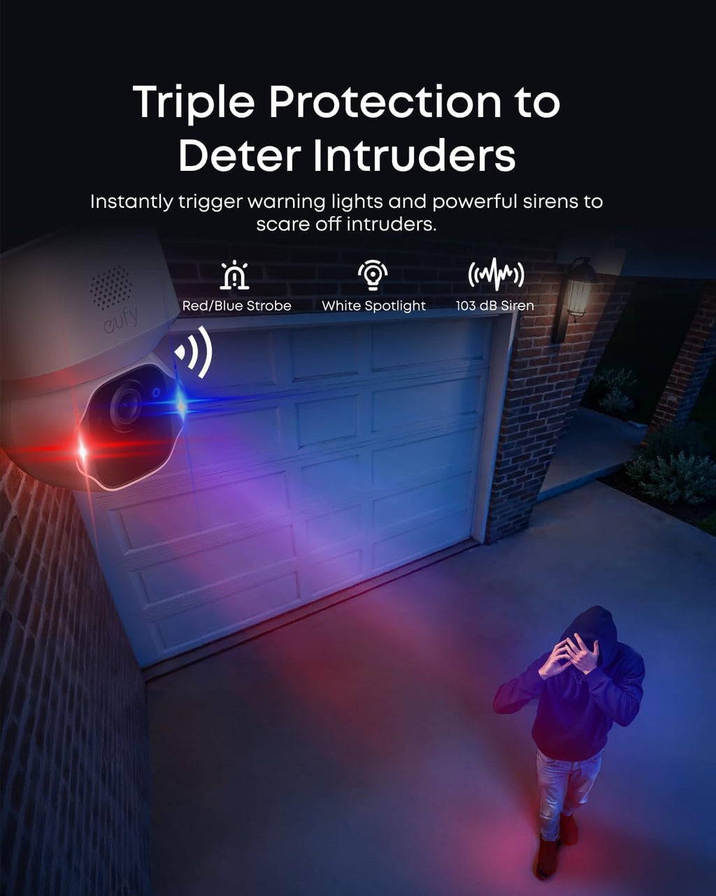 eufy SoloCam E42, 4K Security Camera Wireless Outdoor, Solar Powered, AI Motion Tracking, Strobe Light, Pan & Tilt, Facial Recognition, Up to 16 TB, Smart Home Compatible