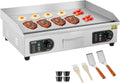 VEVOR Upgraded Commercial Electric Griddle, 2800W Stainless Steel Countertop Flat Top Grill, 26'' Griddle Grill with 2 Shovels and 2 Brushes, 122℉-572 ℉ Adjustable Temp, for Home Restaurant(No Plug)