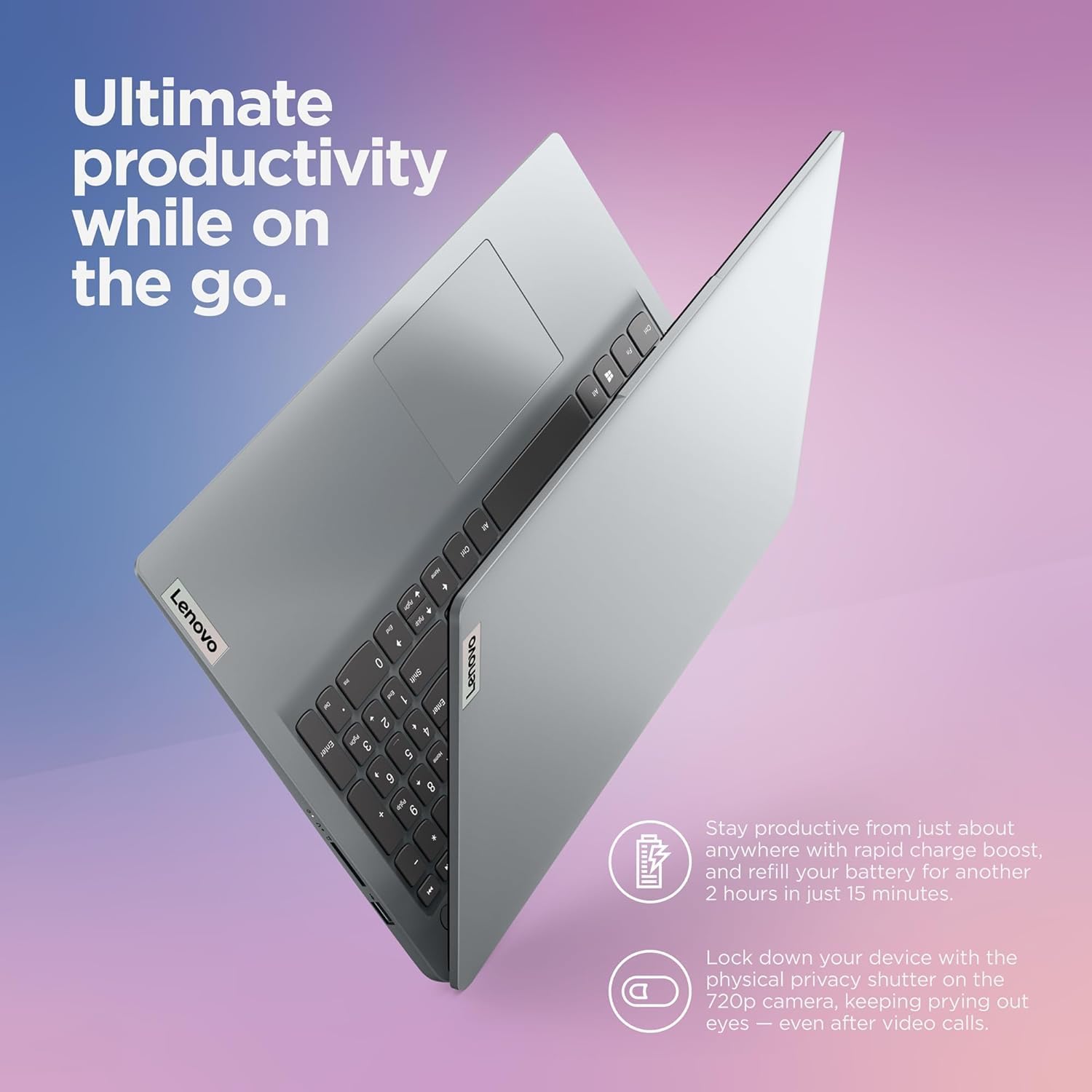 Lenovo IdeaPad 1 Student Laptop, Intel Dual Core Processor, 8GB RAM, 128GB SSD + 128GB eMMC, 15.6' FHD Display, 1 Year Office 365, Windows 11 Home, Wi-Fi 6, Webcam, Bluetooth, SD Card Reader, Grey