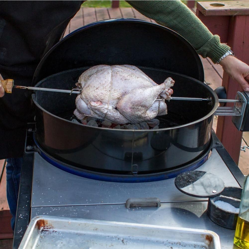 Weber Kettle Grill Rotisserie Kit for 22 Inch Charcoal Grill - Great for Slow Roasting Chicken, Lamb, Ribs, or Turkey on your Weber Grill; Includes Spit, Forks, and Motor