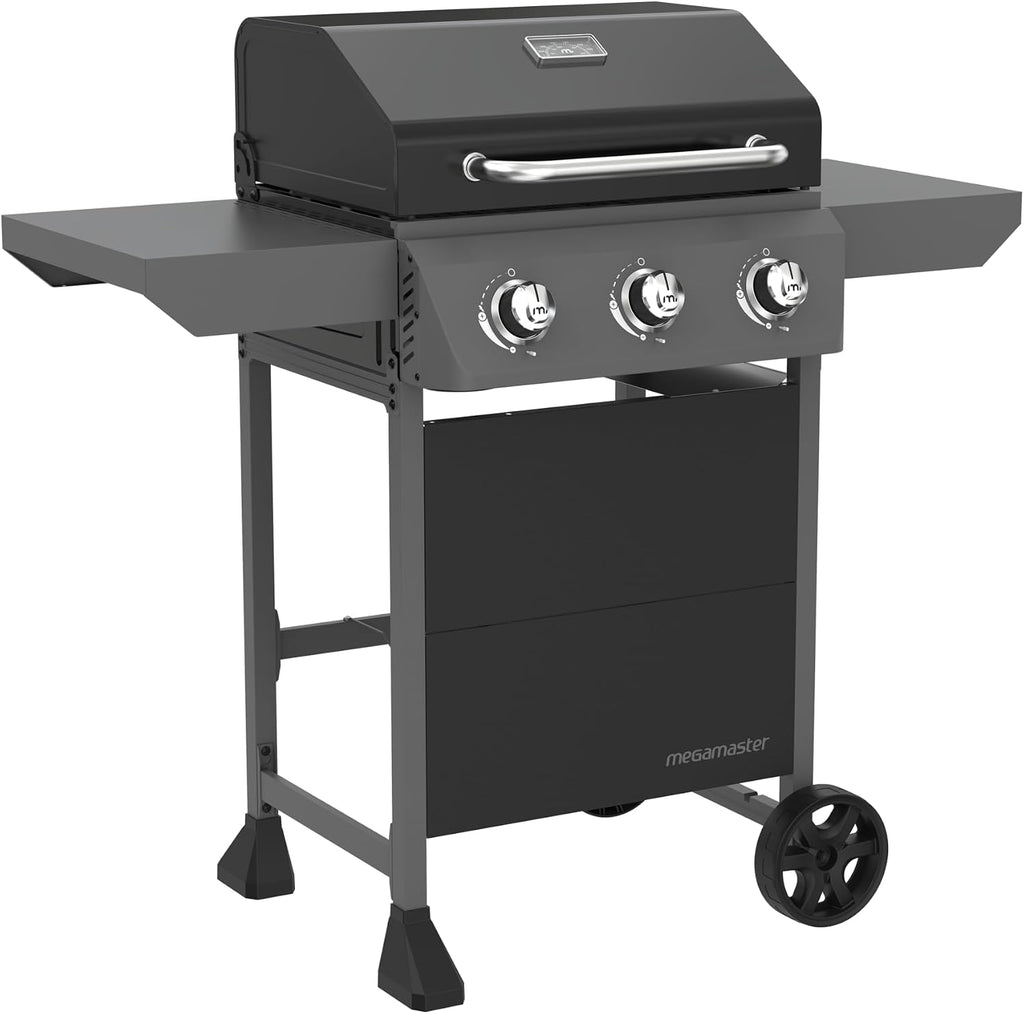 Megamaster 4-Burner Propane Gas Grill with Side Tables, 44,000BTUs, 566.92 SQ. In. Cooking Space, 2 Wheel Transport, Outdoor Kitchen Grill for BBQs, Backyards, Tailgating, and More - 720-1093B