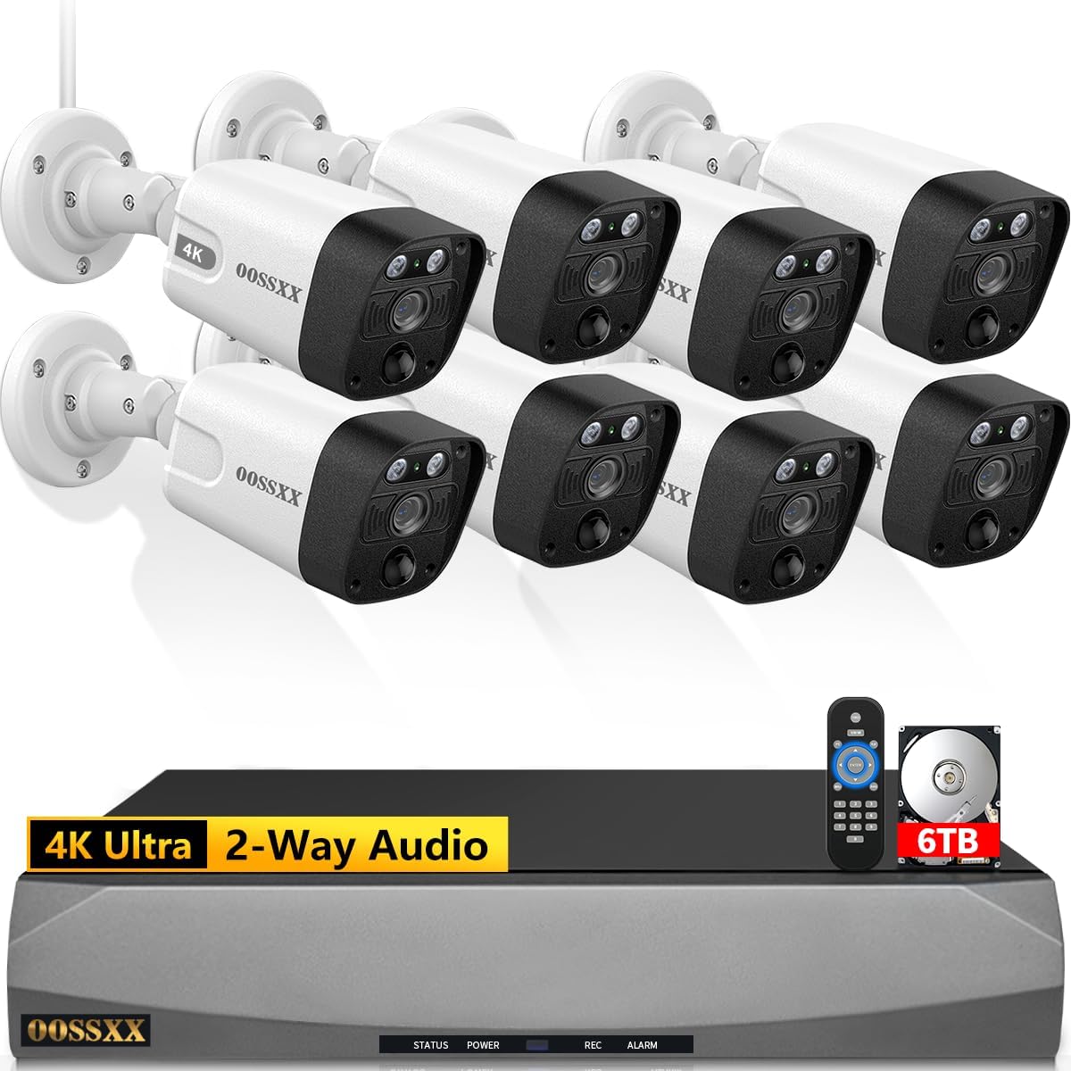 (2026 Update) 4K PoE Security Camera System w/PIR & AI Human Detection, 8CH NVR w/ 3TB HDD, 8 Cameras, 130° Ultra Wide Angle, 90-Day Recording, 2-Way Audio, Remote Control, No Monthly Fee