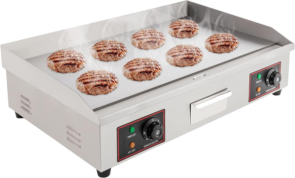 30'Commercial Electric Griddle Electric Countertop Griddle 3000W Restaurant Grill BBQ Flat Top 430 Stainless Steel Long Griddle Electric Nonstick Adjustable Thermostatic Control for Kitchen 110V