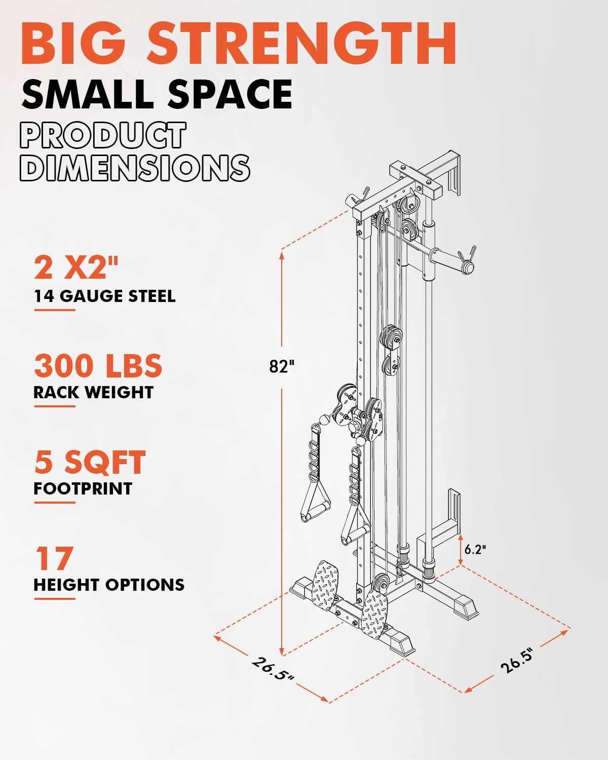 Mikolo Wall Mount Cable Station, Cable Crossover Machine with Dual Pulley System and 18 Adjustable Positions for Home Gym Fitness Equipment