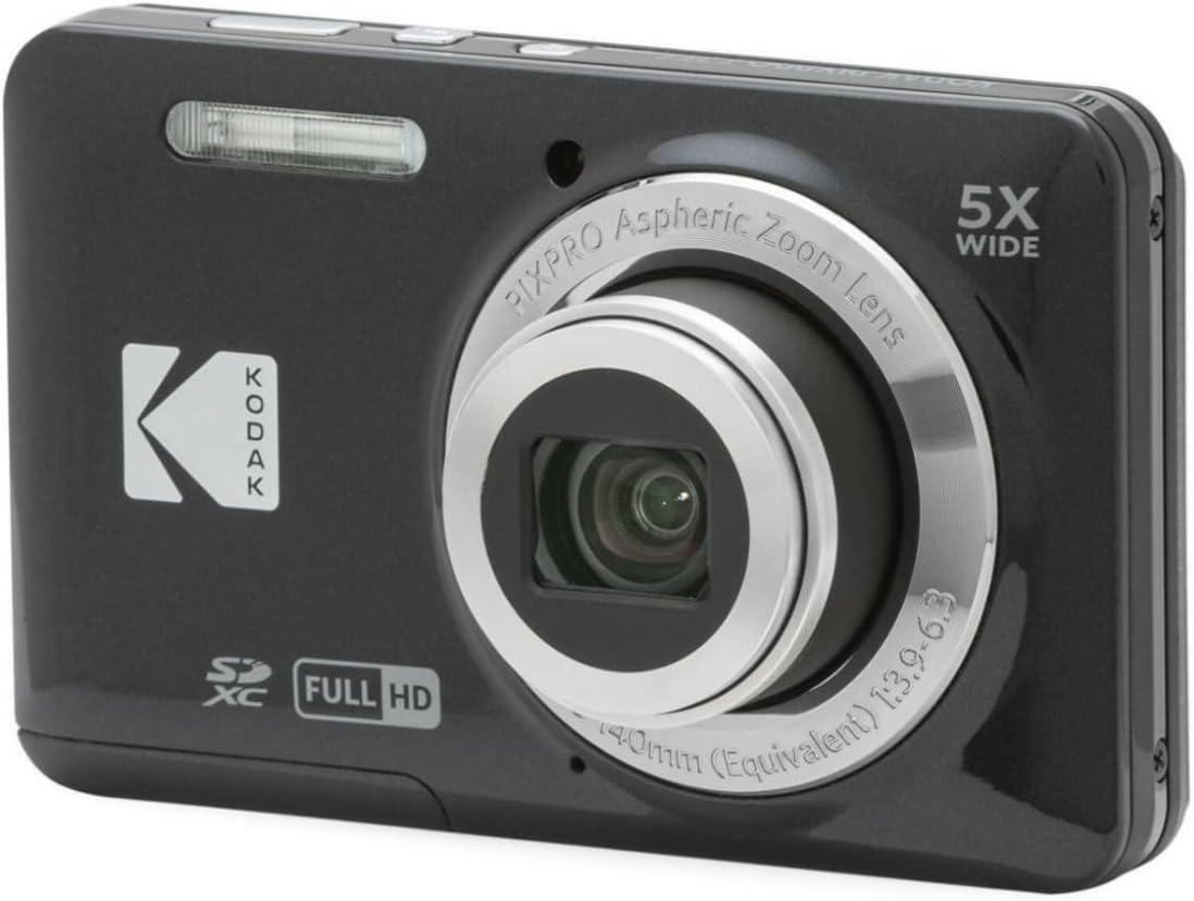 Kodak PIXPRO Friendly Zoom FZ55 Digital Camera (Black) Bundle with Case for Compact Cameras, and Kodak 32GB Class 10 UHS-I U1 SDHC Memory Card (3 Items)