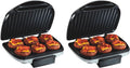 Hamilton Beach Electric Indoor Grill,6-Serving,Large 90 sq. in. Nonstick Easy Clean Plates,Floating Hinge for Thicker Foods,1200 Watts,6.38'D x 12.68'W x 13.78'H,Silver (25371),(Pack of 2)