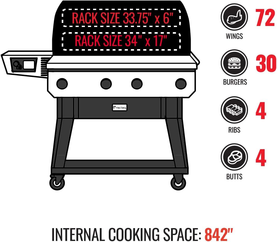 recteq X-Fire Pro 825 Wood Pellet Smoker Grill, Wi-Fi Electric Pellet Grills, Dual Cooking Modes for Hot and Fast + Low and Slow Cooking (Grill + Basics Bundle)
