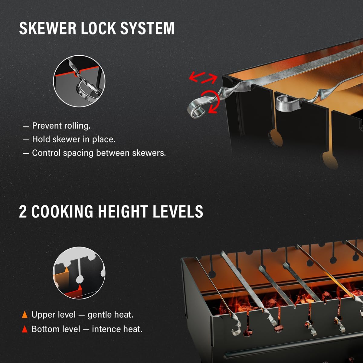 Charcoal Grill for 12 Skewers - Portable Barbecue Camp Grills Mangal Schaschlik - Foldable Metal Mangal - Kebab Shish BBQ for EDC Picnic Outdoor Cooking Camping Hiking (Skewers Not Included)