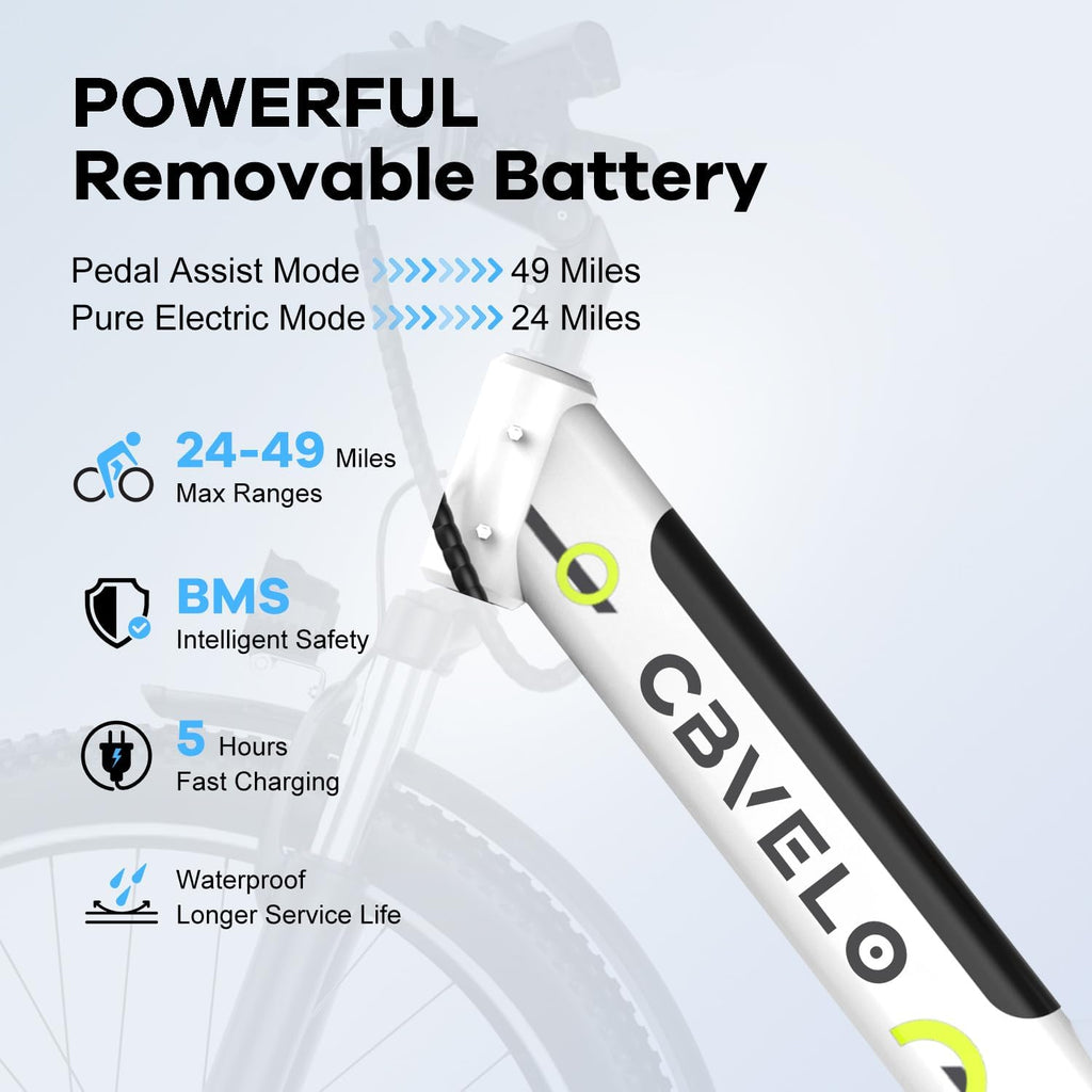 Cybervelo 750W Peak Electric Bike for Adults,up 80 Miles Removable Battery Ebike, 26' Electric E Bike with 7-Speed,Adult Electric Bicycles for Commute Beach Snow Womens/Man All Terrain