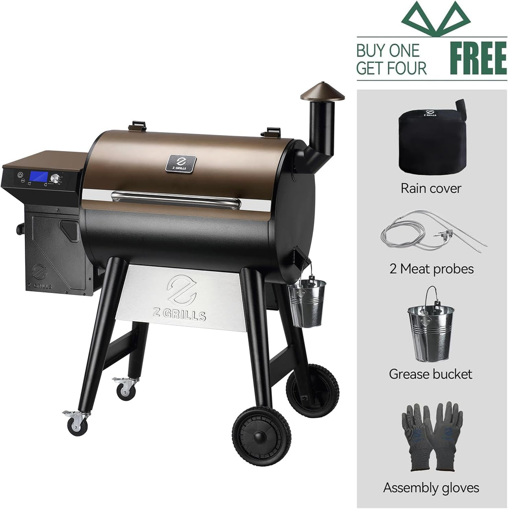 Z GRILLS Wood Pellet Grill & Smoker, 8-in-1 Outdoor BBQ Grill with PID 3.0 Controller, 697 sq in Cooking Area, 2 Meat Probes, LCD Screen, Rain Cover Included