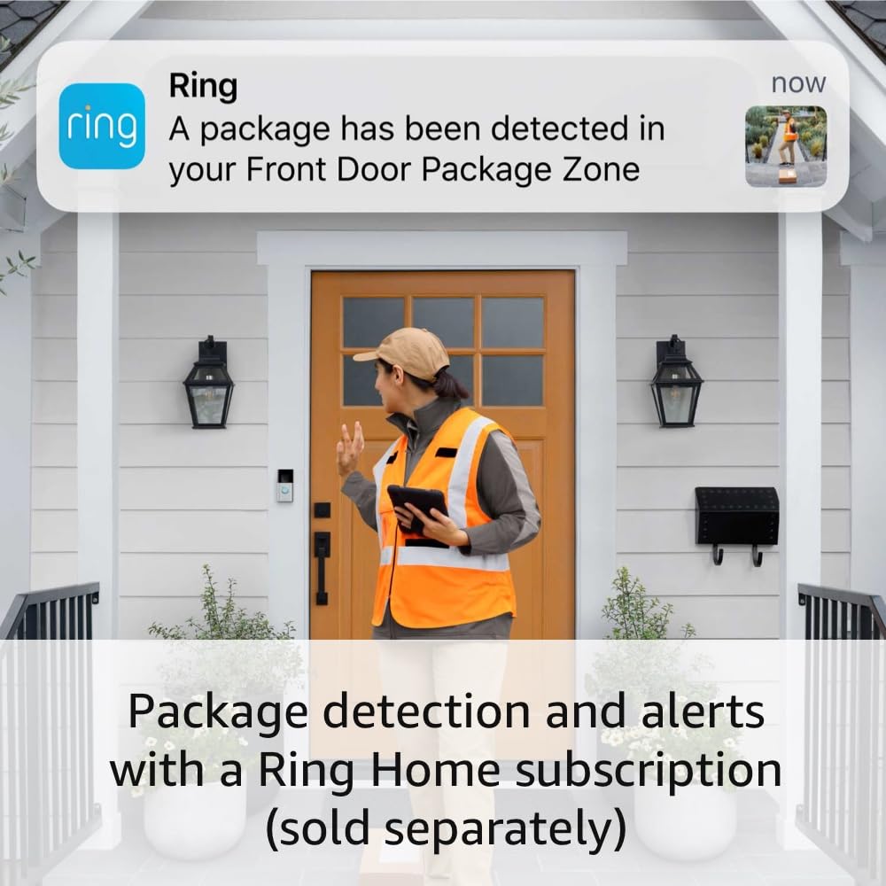 Ring Battery Doorbell Plus with Ring Floodlight Cam Plus, White