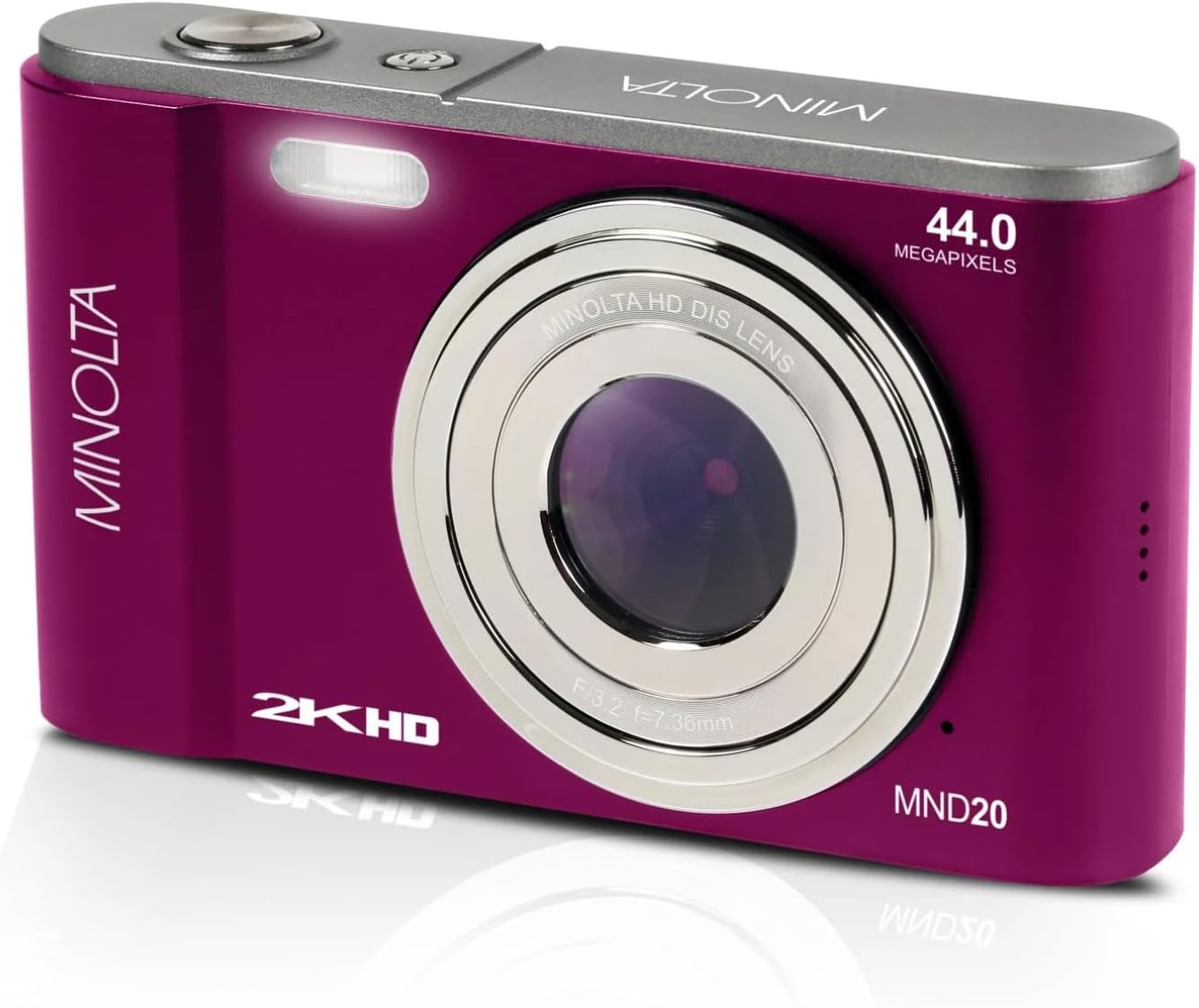 Minolta MND20 44MP Digital Camera – 2.7K Ultra HD Video, 16X Digital Zoom, Anti-Shake Stabilization, Time Lapse, Face Detection, 2.9-inch LCD Display – Lightweight Compact Camera (Magenta)
