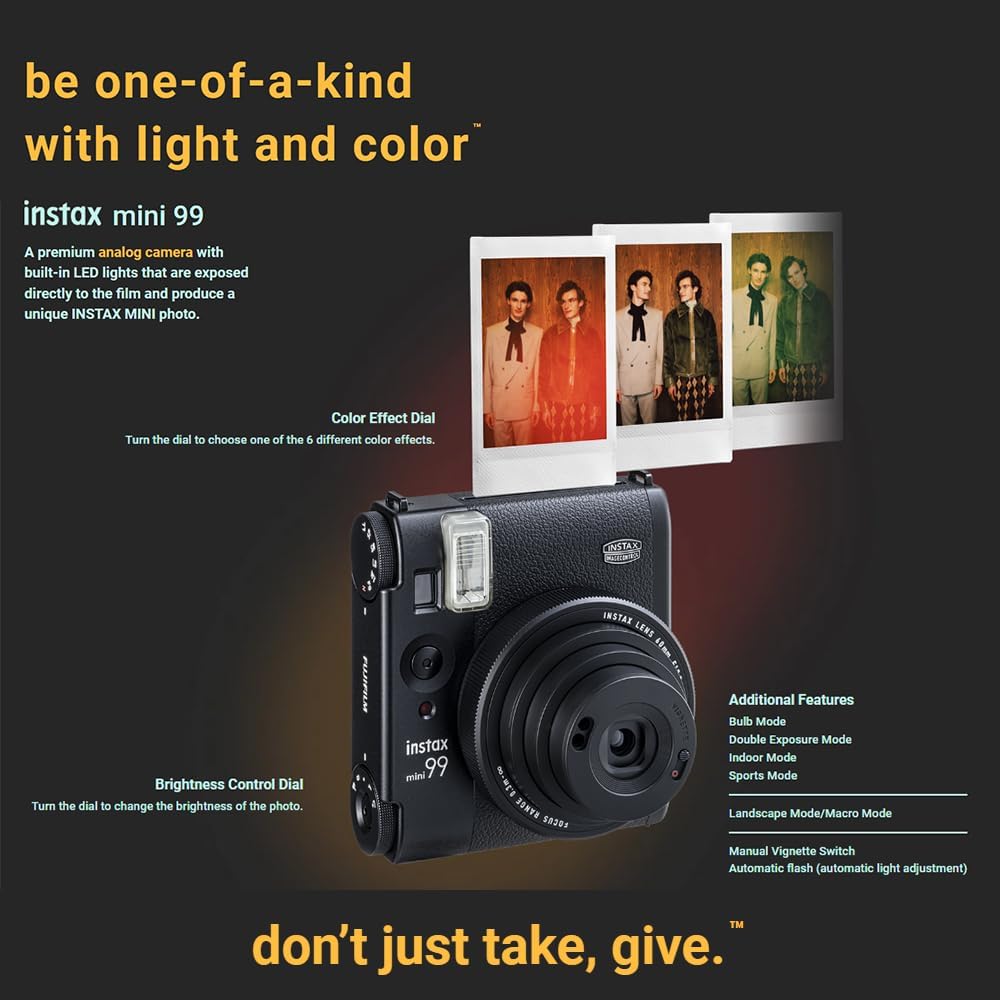 Fujifilm Instax Mini 99 Instant Camera with Carrying Case + Fuji Instax Film Value Pack (20 Sheets) Accessories Bundle (Black)